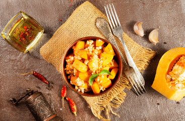 Canvas Print - wheat porridge with pumpkin