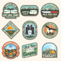 Wall Mural - set of rv camping badges, patches. vector. concept for shirt or logo, print, stamp or tee. vintage t