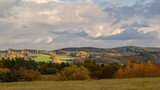 Fototapeta Mapy - Autumn view of forests and countryside in the countryside.