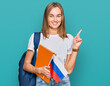 © Krakenimages.com - Beautiful young blonde woman exchange student holding russian flag surprised with an idea or question pointing finger with happy face, number one