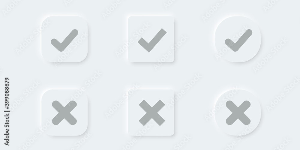 Check mark vector button in modern neumorphic design. Checkmark icon 3d ...