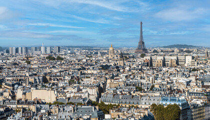 Poster - Panoramic aerial view of Paris from the Tower of the Cathedral of Notre Dame