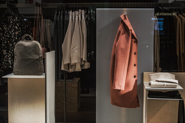 Elegant clothing in a store - shopping concept