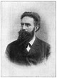 Portrait of Wilhelm Conrad Roentgen -  a German mechanical engineer and physicist. Illustration of the 19th century. Germany. White background.