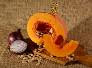 Poster - Still life with pumpkin and onions