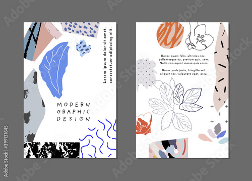 Fotografia Collection of creative universal floral  artistic cards