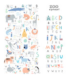 Fototapeta Młodzieżowe - Основные RGBCute zoo alphabet with funny animals in vector . Letters. Learn to read. Isolated.
