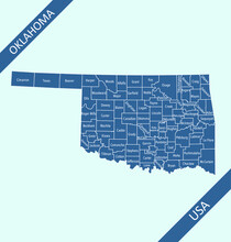 Oklahoma County Map Vector Outlines