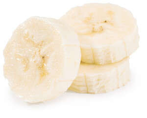 Wall Mural - sliced banana isolated on white background. Clipping path and full depth of field
