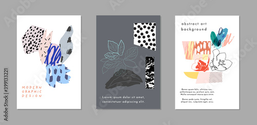 Fotografia Collection of creative universal floral  artistic cards