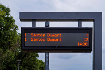 Scoreboard at the tram stop in downtown Rio, Brazil