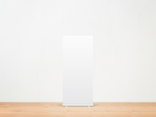 Wall Mural - 3D illustration. Stand banner mockup isolated on wall background.