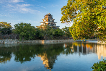 Sticker - Hiroshima Castle in autumn. Japan