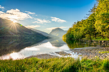 Wall Mural - Buttermere lake at sunrise. Lake District. England