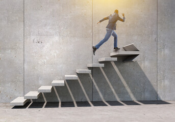 Wall Mural - Image of businessman walking upstairs