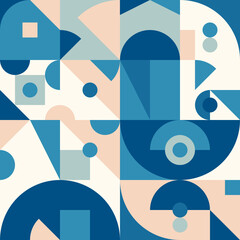 Sticker - Blue Neo Geo Vector Background with Geometric Shapes