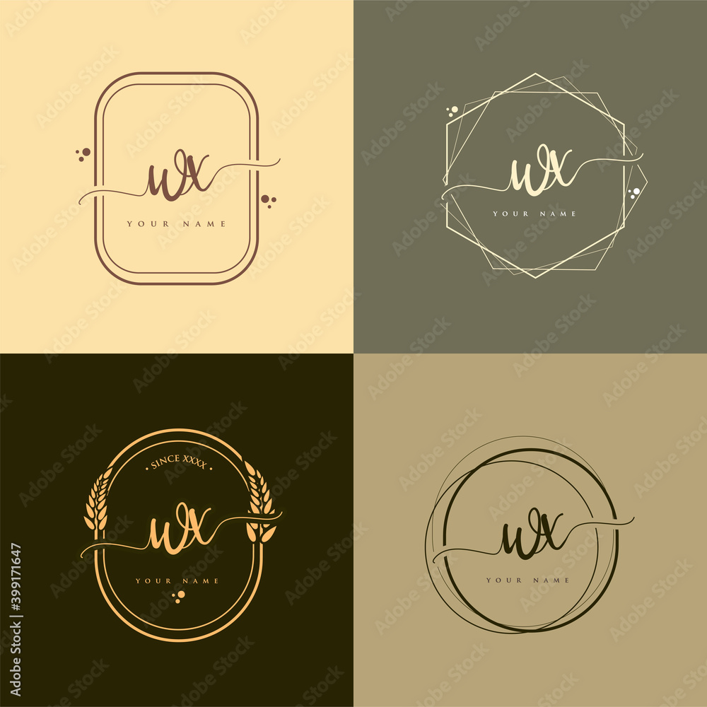 WX Initial handwriting logo vector sets. Hand lettering Initials logo ...