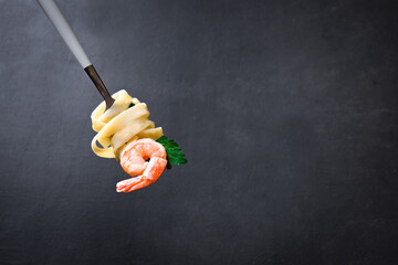 Sticker - Fork with pasta and shrimp