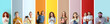 © Pixel-Shot - Collage of photos with different people using devices on color background