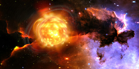 Wall Mural - alien sun as a huge gas sphere in distant space. elements of this image furnished by nasa.