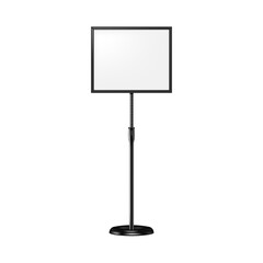 Wall Mural - Poster sign stand. Floor standing display isolated on white background. Realistic vector mockup. Adjustable pedestal with blank board, mock-up. Template for design