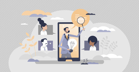 Wall Mural - online course with inspirational idea as creative lecture tiny person concept