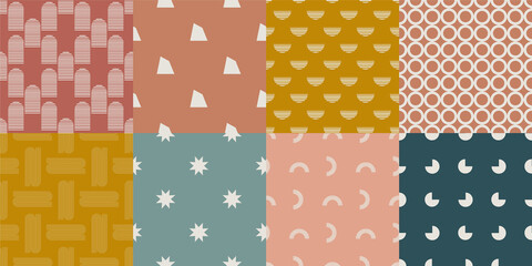 Abstract vector drawing. Mid century modern boho style