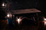 Fototapeta  - furniture coffee table loft, vintage interior item, inside the house
