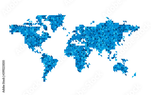 World map blue dotted mosaic Fotobehang