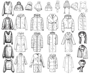 Sticker -  hand-drawn sketch clothes, jackets, sweaters, hats