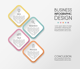 Wall Mural - Business infographic layout with 4 steps. Flowchart. Vector