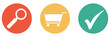 Bunter Banner mit 3 Buttons: Einkaufen und bestellen online