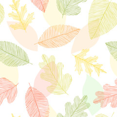 Wall Mural - Beautiful seamless doodle pattern with vintage leaves sketch. design background greeting cards and invitations to the wedding, birthday, mother s day and other seasonal autumn, spring, summer holidays