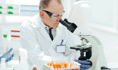 close up. laboratory technicians testing blood in the laboratory.