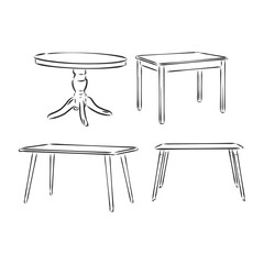 Wall Mural - set of hand drawn tables, vector illustration. table vector sketch illustration