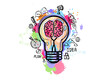 © PlanetOfVectors - Light bulb with brain and drawing business strategy plan.