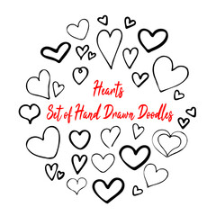 Wall Mural - hand drawn heart symbol doodle collection. trendy vector illustration isolated on white. romantic, v
