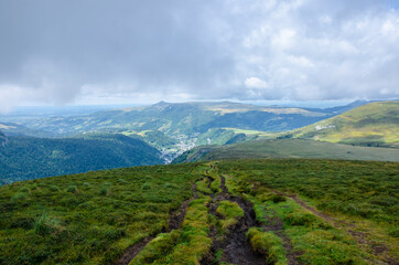 Hiking, Puy de Dôme, fault of Limagne, Auvergne, France, Mont-Dore, Puy de Sancy, Puy-de-Dôme, Auvergne, France