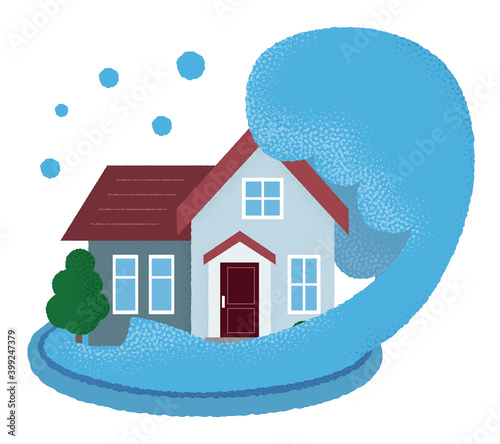 水害に遭う住宅のベクターイラスト Architecture Canvas Print Architectu Icim