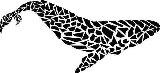 Wall Mural - whale , grafic ink, hand drawn animal. Ecology. Concept for logo, print, cards,