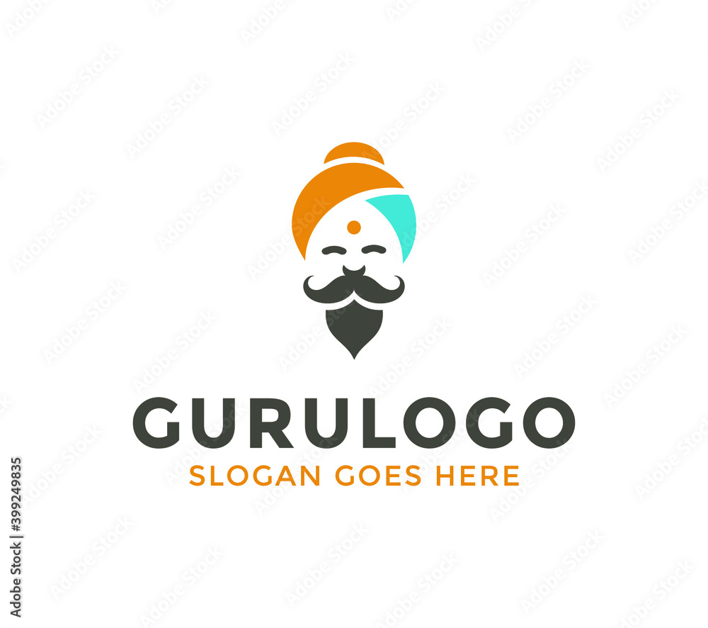 Guru Logo template.Vector Guru head icon design. - obrazy, fototapety, plakaty 