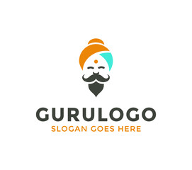 guru logo template.vector guru head icon design.