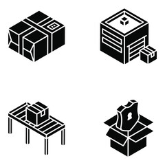 Wall Mural - 
Pack of Parcels Glyph Isometric Icons 
