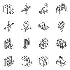 Wall Mural - 
Pack of Logistic and Shipment Glyph Isometric Icons 
