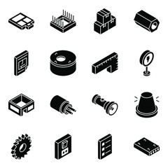 Poster - 
Pack of Construction and Maintenance Glyph Isometric Icons
