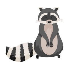 Poster - Raccoon Specie with Striped Tail Standing on Hind Legs Vector Illustration