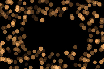 bokeh christmas lights overlay on black background for graphic editors, light frame