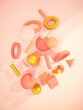 © ADELART - 3d shapes retro poster. Abstract greeting card. Pastel colors objects. Abstract 3d illustration. Modern wallpaper. Creative geometric digital design.