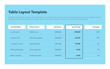 Leinwandbilder - Modern business table layout template - blue version. Flat design, easy to use for your website or presentation.