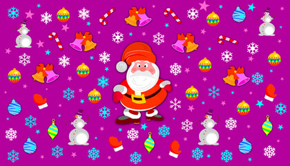 Wall Mural - Santa Claus. Illustration on a New Year theme, background. Christmas.